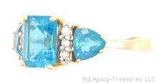 Sky Blue Topaz + 6 Diamonds 14K Ring engagement bridal  