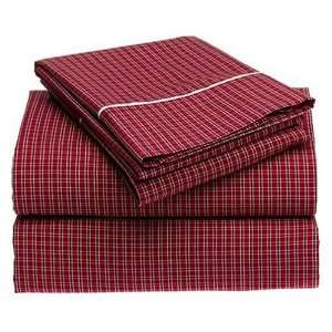  Nautica Tattersall Red Twin Extra Long Fitted Sheet