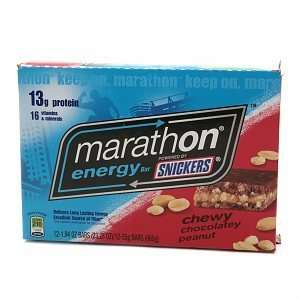  Snickers Marathon Energy Bar, Chewy Chocolate Peanut, 12 