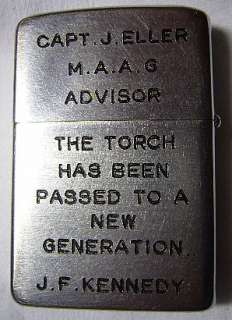 VINTAGE ZIPPO LIGHTER USMC CAPT J ELLER MAAG ADVISOR  