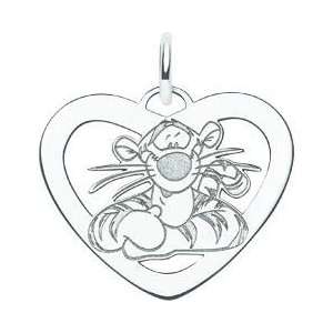  Sterling Silver Disney Tigger Heart Charm Jewelry