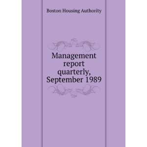  Management report quarterly, September 1989 Boston 