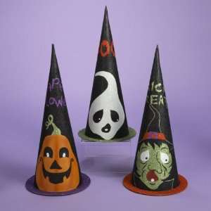   Pack of 3 Papier Mache Halloween Nested Witch Hats 16
