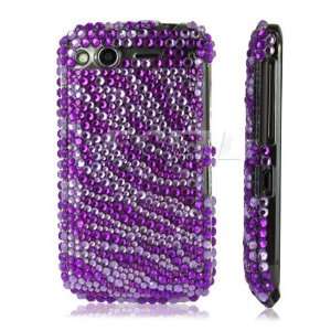  Ecell   PURPLE ZEBRA CRYSTAL BLING BACK CASE FOR HTC 