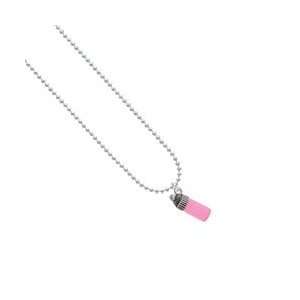  3 D Pink Baby Bottle Ball Chain Charm Necklace Arts 