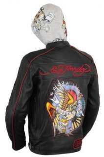 Mens Ed Hardy Do or Die/Born Free Black Leather Jacket  