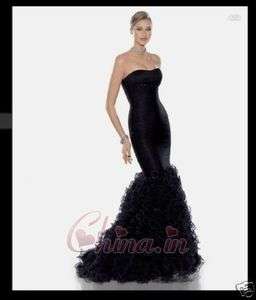   quality Black Mermaid wedding dress Formal Prom Gown Sz:Custom made