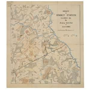  Civil War Map Vicinity of Brandy Station, Culpeper Co., Va 
