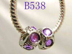 10Purple Rhinestone Screw Spacer Beads Fit braceletB538  