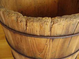 Antique Wood Bucket Oak Grain Measure Pail Farm Tool  