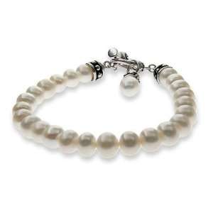  Single Strand of Freshwater White Pearls Bracelet Eves 