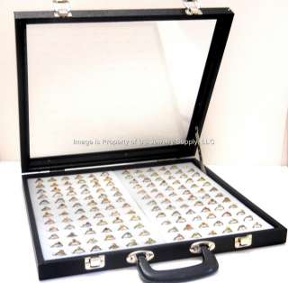 Lrg Grey 144 Ring Jewelry Showcase Display Storage Case  