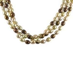  14K 7 7.5mm tri color freshwater cultured pearl necklace 