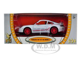 PORSCHE 911 (997) GT3 RS WHITE WITH RED SKIRTS 1/24 BY ROAD SIGNATURE 