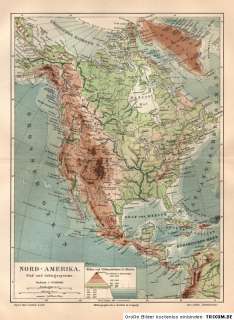 nord amerika fluss und gebirgssysteme original landkarte um 1906 kein 
