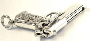 BERETTA PISTOL HANDGUN GUN STERLING 925 SILVER PENDANT  