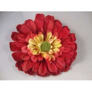  Red Zinnia Hair Flower Clip Beauty