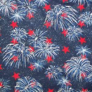  24 X 44 Wide Fabric Glitter Sparkle Fireworks with Red 