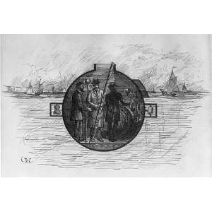  Section view of submarine interior; 3 men in sphere,C.D.C 