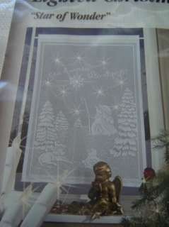 STAR OF WONDER LIGHTED CHRISTMAS LACE PANEL WHITE 25 X 36 WINDOW 