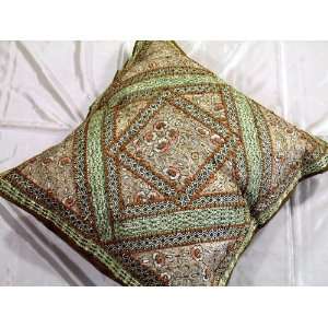  Indian Zardozi Floor Russet Euro Pillow Cushion Case 26 