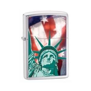  Zippo Statue of Liberty Brushed Chrome Lighter 