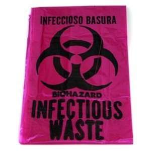  24 x 24 10Gal Red Plastic Biohazard Bag, Pack of 50 