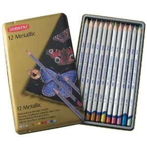  Derwent Metallic Pencil Tin, 12 Pack Arts, Crafts 