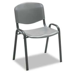  New   Contour Stacking Chairs, Charcoal w/Black Frame, 4 