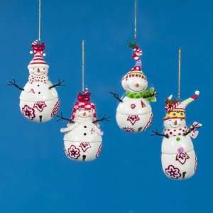  Club Pack of 12 Porcelain Snowman Bell Christmas Ornaments 