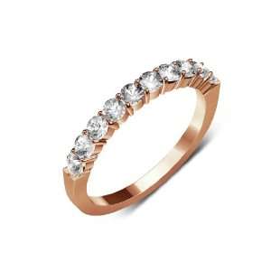   ,Colorless Color) 10 Stone Wedding Ring in 18K Rose Gold.size 6.0