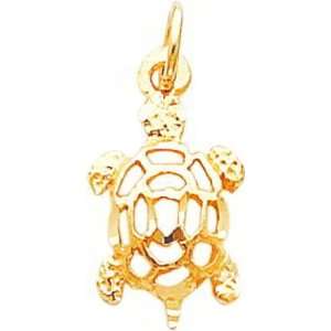  10K Yellow Gold Turtle Charm Diamond Cut Jewelry