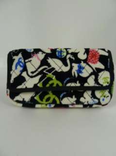 Chanel Black and White Terrycloth Clutch Wallet Pouch Authentic 