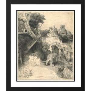   Matted St. Jerome Reading in an Italian Landscape