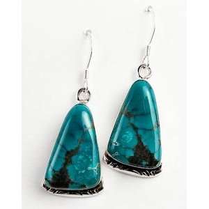 Navajo Sterling Silver Turquoise Dangle Earrings By Ronald 