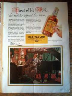 1937 Old Taylor Bourbon Victor Herbert Songwriter Ad  