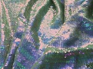3yds COUTURE DESIGNER FABRIC ALL OVER IRIDESCENT SEQUIN LILAC AND LIME 