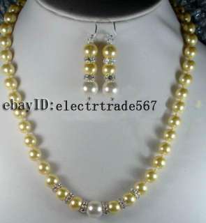 Noble8 10MM Golden Sea Akoya Pearl Necklace&Earring Set  