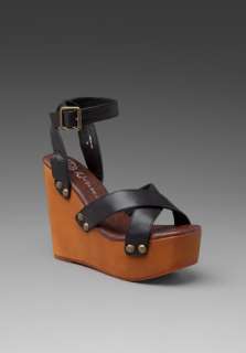 JEFFREY CAMPBELL Miracle Wood Platform in Black Leather at Revolve 