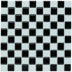 Merola Tile Checker 12 in. x 12 in. Black and White Porcelain Mosaic 