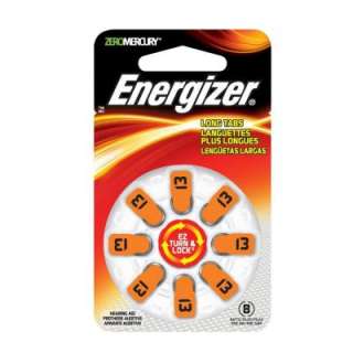Energizer Zinc Oxide 1.4 Volt Size 13 Hearing Aid Batteries 8 Pack 