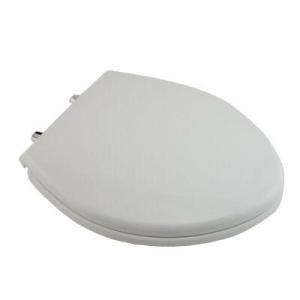   Solace Solid Plastic Toilet Seat with Heavy Duty Chrome Hinge in White