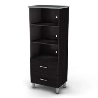   Shore FurnitureCosmos Black Onyx/Charcoal 3 Shelf 2 Drawer Bookcase