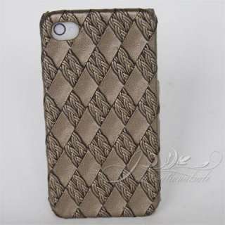 Coffee Braided fabric Design Leather paste Hard Cover Case For Iphone 