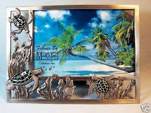 Picture Frame Sea Turtles w/ under sea setting pewter  