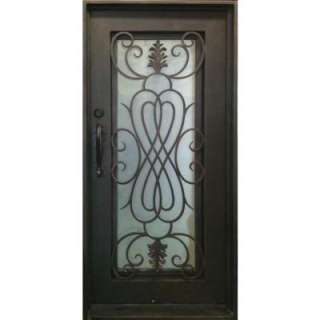 38 in. x 81 in. Copper Prehung Right Hand Inswing Wrought Iron Single 