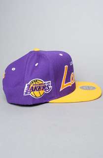 Mitchell & Ness The Los Angeles Lakers Script 2Tone Snapback Cap in 