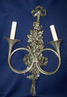 Old 20 Double Floral Silver Plated Wall Candle Sconce  