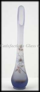 Viking Glass Lilac Frost Blossom Decorated Glass Vase Art Glass 
