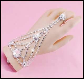 Sklavenarmband Armband Ring Strass Bollywood Braut NEU  